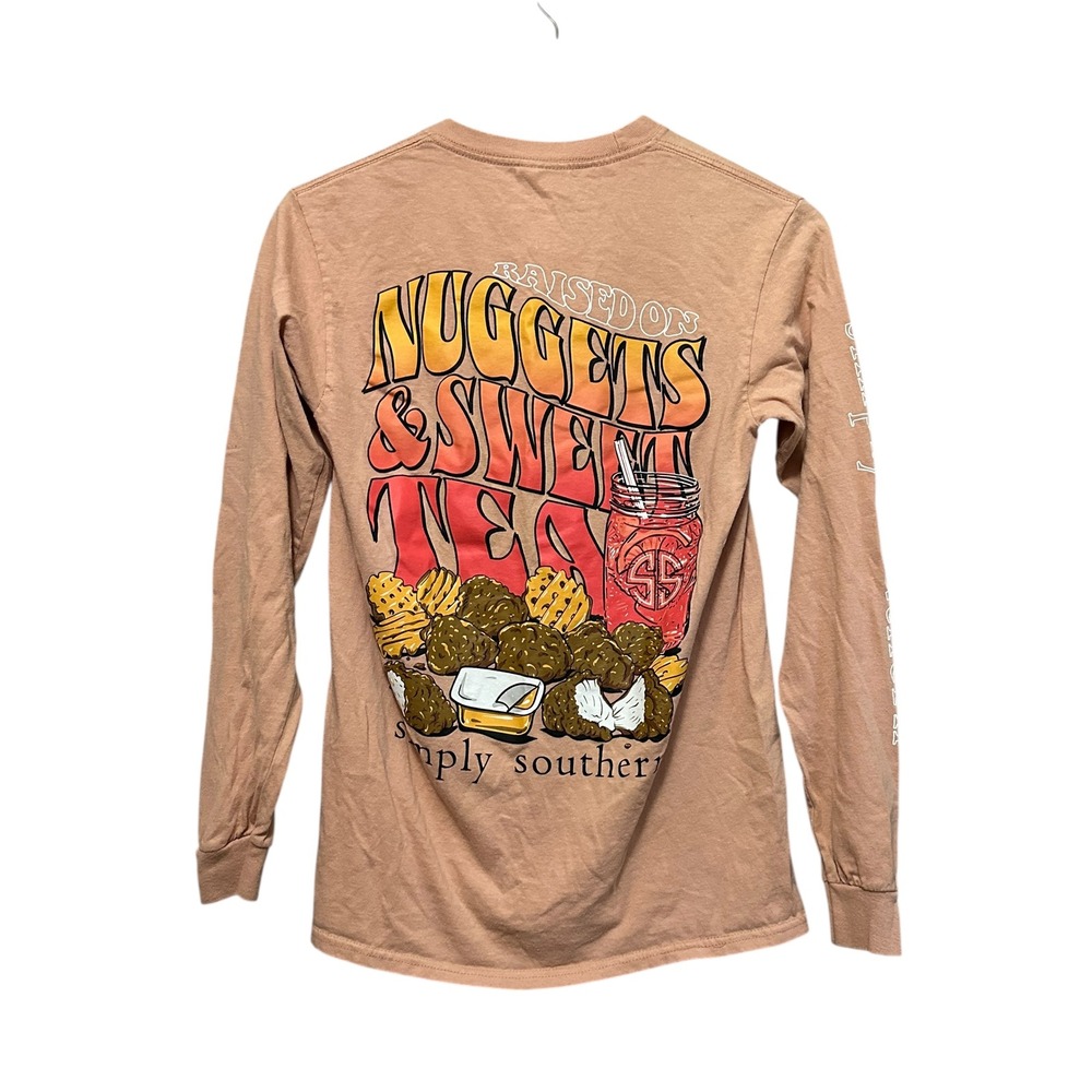 Simply Southern "Nuggets & Sweet Tea" Graphic Long Sleeve Shirt Womens Small